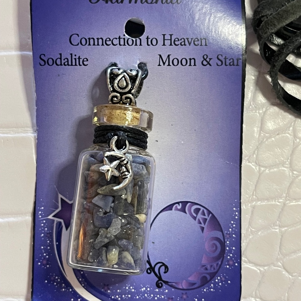 Sodalite Moon Star Blue Gemstone Bottle Necklace Charm Chip Stone Mini Heaven ❣❣